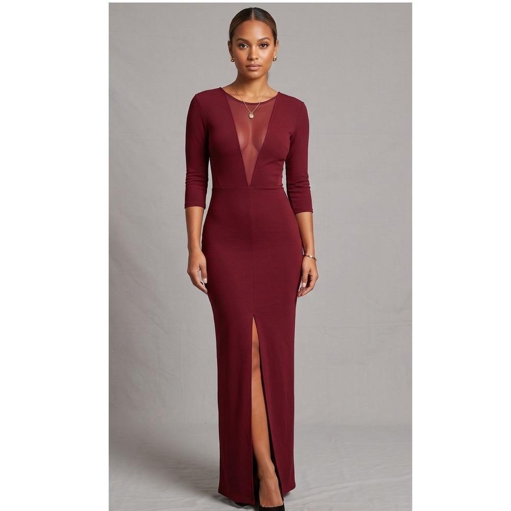Quiet Luxury Formal Maxi Dress Womens SMALL Burgundy Red Wedding RACHEL ZOE $395